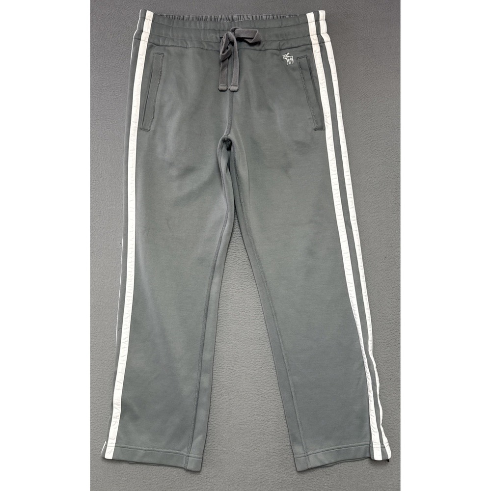 Abercrombie Fitch Striped Track Pants Mens S 32x29 Fleece Drawstring Ankle Zip